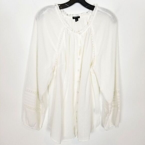 Torrid Tops - Torrid Women Plus Swiss Dot Lace Inset Top Blouse Sz 2X White Cottagecore Boho